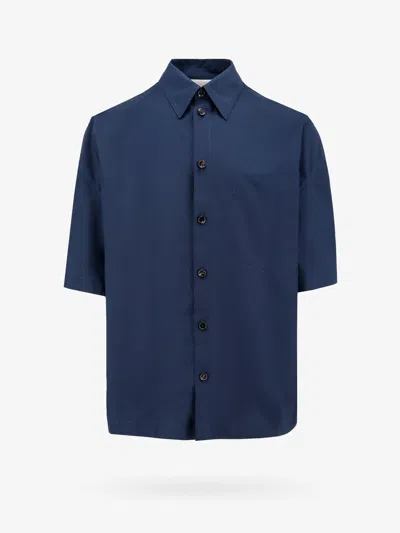 Shop Bottega Veneta Man Shirt Man Blue Shirts