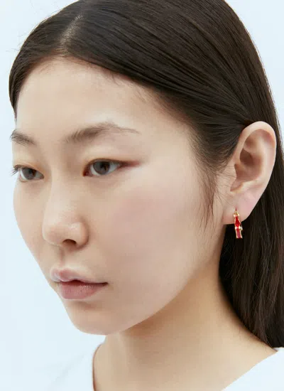 Shop Bottega Veneta Women H Beam Earrings In Red