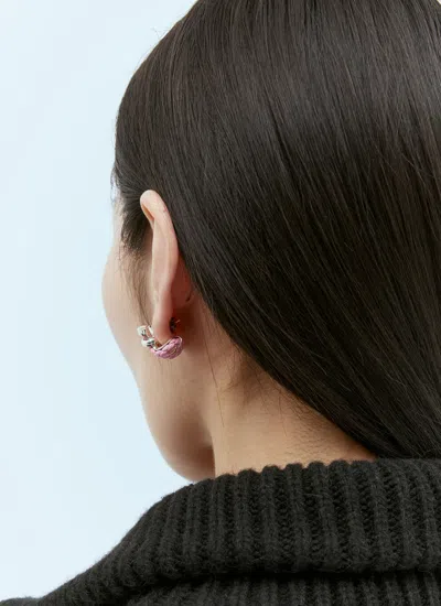 Shop Bottega Veneta Women Knot Hoop Earrings In Pink