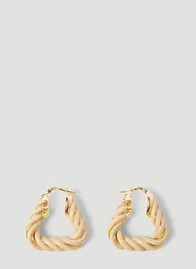 Shop Bottega Veneta Women Twist Triangle Hoop Earrings In Cream