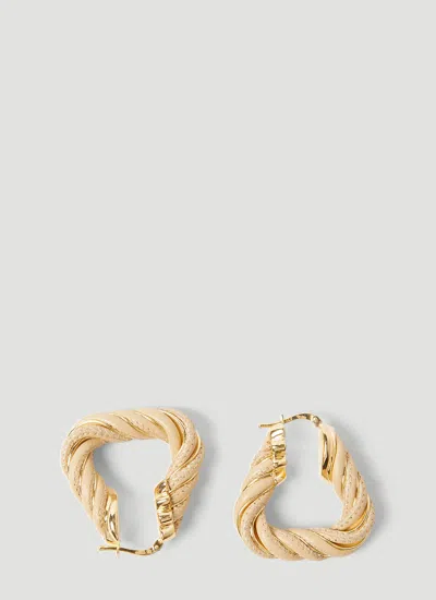 Shop Bottega Veneta Women Twist Triangle Hoop Earrings In Cream