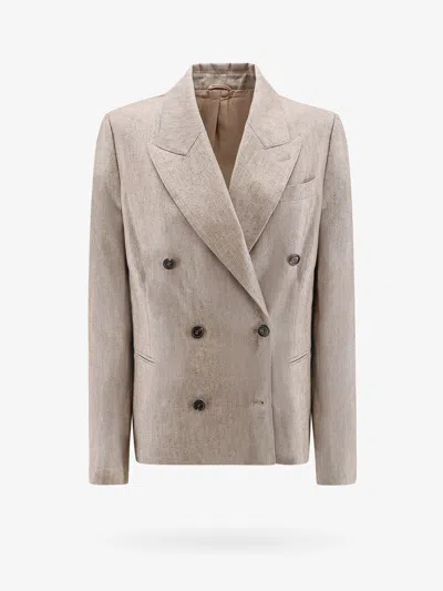 Shop Brunello Cucinelli Woman Blazer Woman Beige Blazers E Vests In Cream
