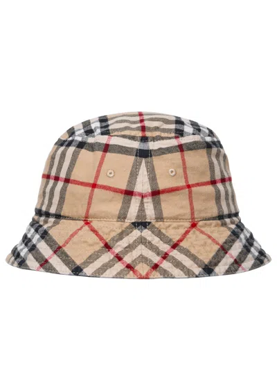 Shop Burberry Man  Beige Cotton Hat In Cream