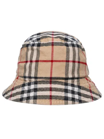 Shop Burberry Man  Beige Cotton Hat In Cream