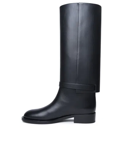 Shop Burberry Woman  Black Leather Boots