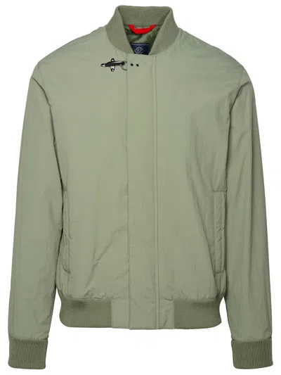Shop Fay Man  Green Polyamide Bomber Jacket