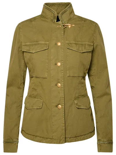 Shop Fay Woman  'sahariana' Green Linen Blend Jacket