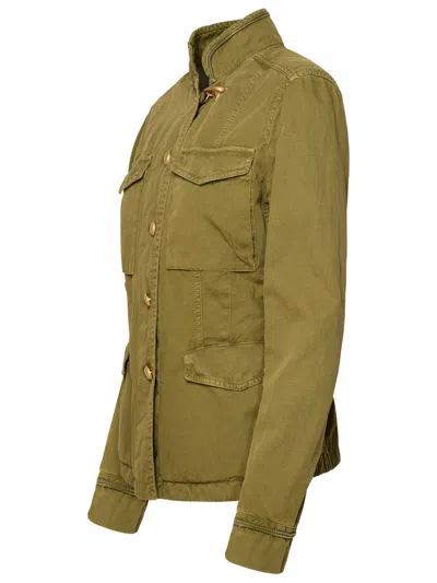 Shop Fay Woman  'sahariana' Green Linen Blend Jacket