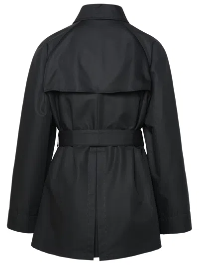 Shop Fay Woman  Double-breasted Short Black Cotton Trench Coat