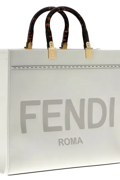 Shop Fendi Women ' Sunshine Medium' Shopping Bag In White