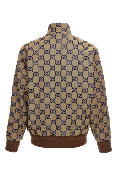 Shop Gucci Men 'maxi Gg' Jacket In Cream