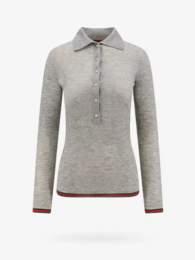Shop Gucci Woman Polo Shirt Woman Grey Polo Shirts In Gray