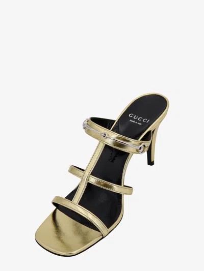 Shop Gucci Woman Slider Woman Gold Sandals