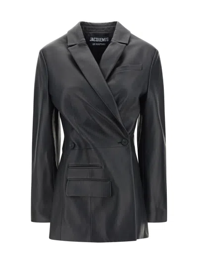 Shop Jacquemus Women La Veste Tibau Blazer Jacket In Black