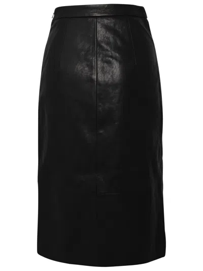 Shop Khaite Woman  Freser Black Leather Skirt
