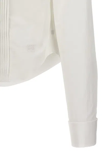 Shop Loewe Women Pleated Plastron Shirt In White