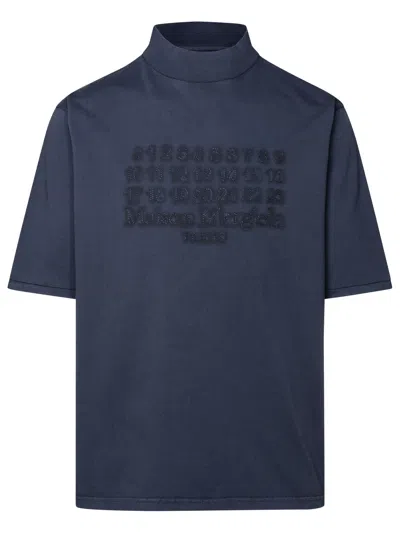 Shop Maison Margiela Man  Blue Cotton T-shirt