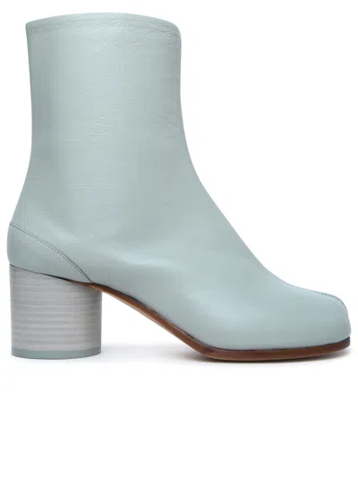 Shop Maison Margiela 'tabi' Green Anise Leather Ankle Boots Woman