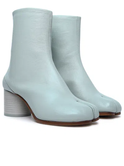 Shop Maison Margiela 'tabi' Green Anise Leather Ankle Boots Woman