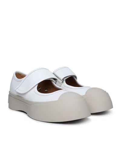 Shop Marni Woman  'mary Jane' White Nappa Leather Sneakers
