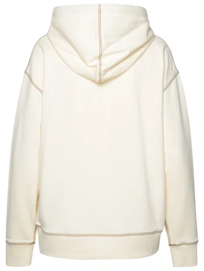 Shop Moncler Woman  Ivory Cotton Hoodie In Cream
