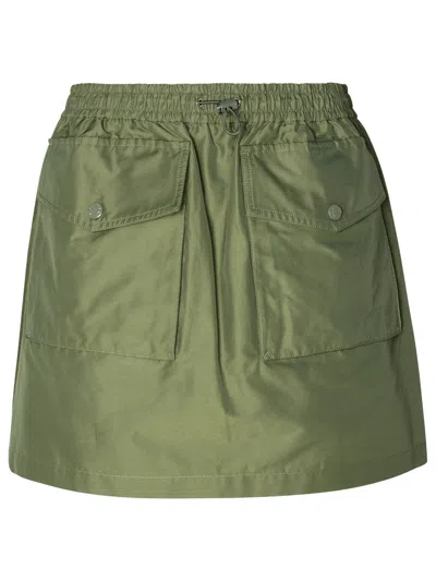 Shop Moncler Woman  Green Cotton Blend Cargo Miniskirt