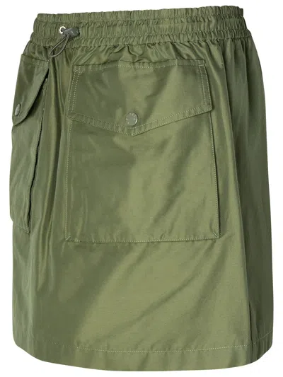 Shop Moncler Woman  Green Cotton Blend Cargo Miniskirt