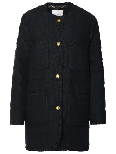 Shop Moncler Woman 'epafo' Long Black Cotton Blend Down Jacket