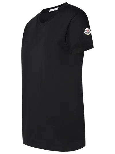 Shop Moncler Woman  Black Cotton T-shirt