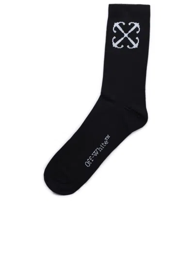 Shop Off-white Man  'arrow Mid' Black Cotton Blend Socks