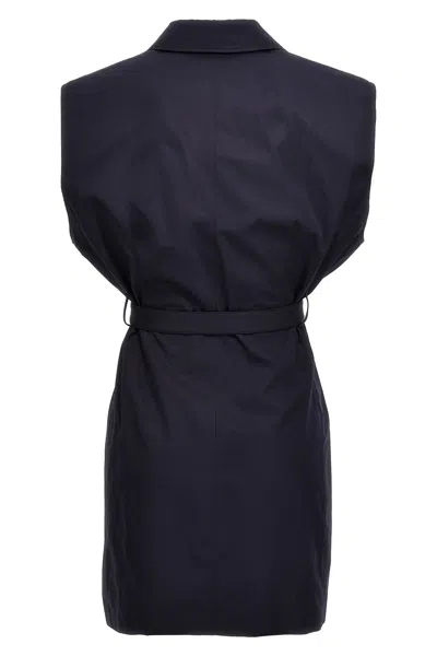 Shop Prada Women Belt Poplin Vest In Blue