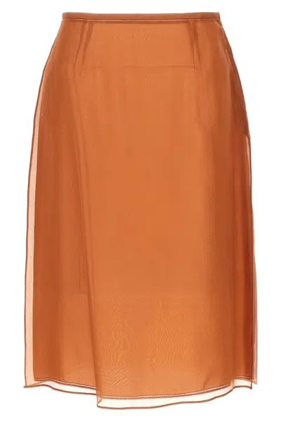 Shop Prada Women Organza Skirt In Brown