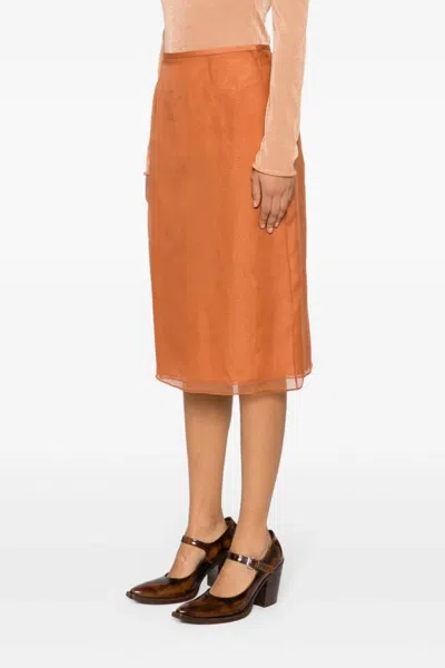 Shop Prada Women Organza Skirt In Brown