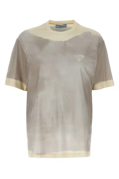 Shop Prada Women Slit Tie-dye T-shirt In Gray