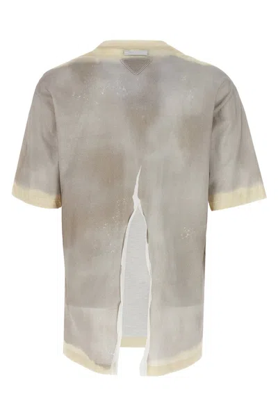 Shop Prada Women Slit Tie-dye T-shirt In Gray