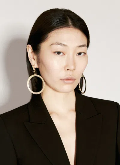 Shop Saint Laurent Women Cassandre Pendant Hoop Earrings In Gold