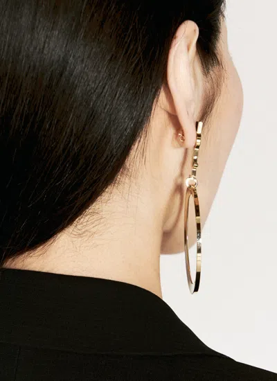 Shop Saint Laurent Women Cassandre Pendant Hoop Earrings In Gold