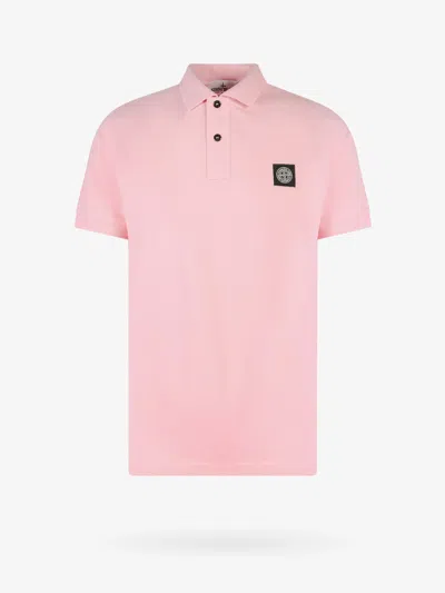 Shop Stone Island Man Polo Shirt Man Pink Polo Shirts