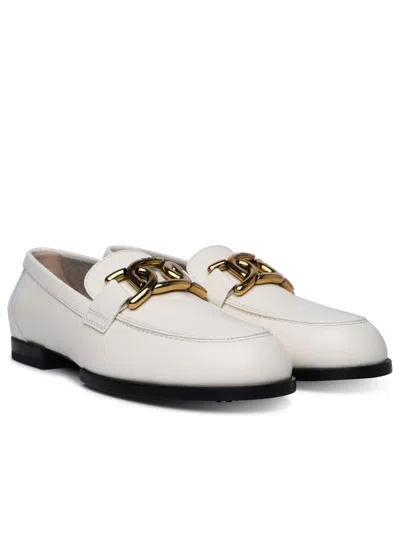 Shop Tod's Woman  Cream Leather Loafers