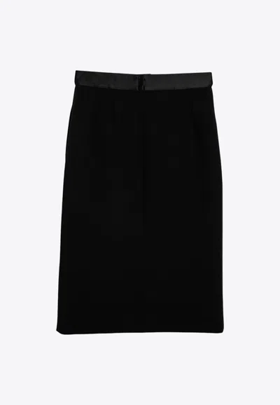 Shop Dolce & Gabbana Bow-belt Wool-blend Knee-length Skirt In Black