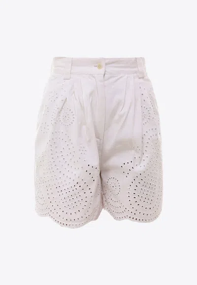 Shop Laurence Bras Broderie Anglaise Mini Shorts In White