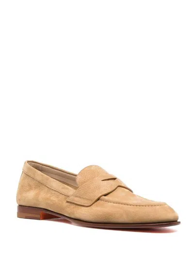 Shop Santoni Flat Shoes In Brown