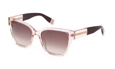 Shop Furla Sunglasses In Shiny Transparent Pink