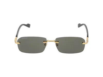 Shop Gucci Sunglasses In Gold Black Grey