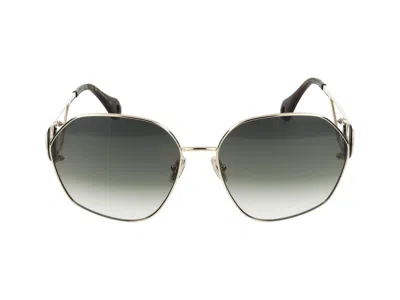 Shop Lanvin Sunglasses In Gold/gradient Khaki