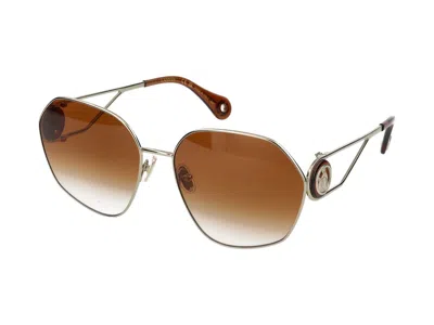 Shop Lanvin Sunglasses In Gold/gradient Caramel