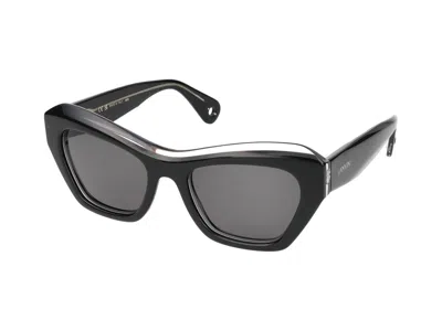 Shop Lanvin Sunglasses In Black/crystal
