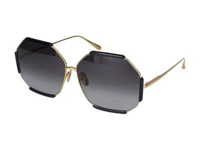 Shop Linda Farrow Sunglasses In Gold And Black