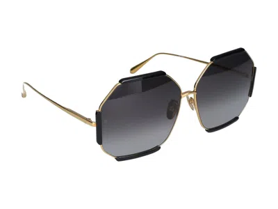 Shop Linda Farrow Sunglasses In Gold And Black
