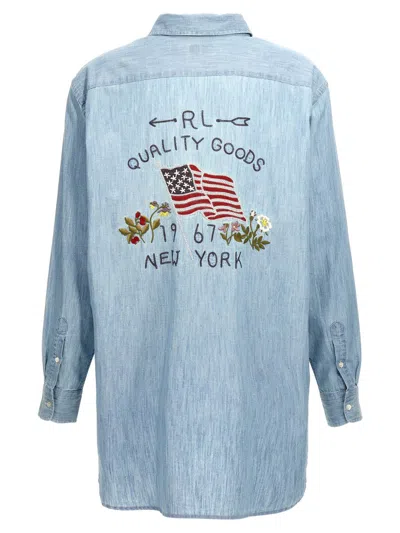 Shop Polo Ralph Lauren Embroidery Detail Shirt In Blue